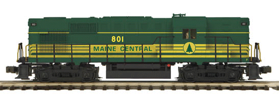 Premier Diesel Alco RS11 w/Proto-Sound 2.0, DCS(TM) & Smoke -- Hi-Rail Wheels Maine Central (green, yellow Stripes)