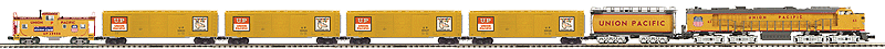 Premier Turbine Freight Set w/Proto-Sound(R) 2.0 - 3-Rail, No Track, Powerpa -- Veranda Gas Turbine w/Lg Lettering, 4 Boxcars (yellow), Caboose, Union Pacif