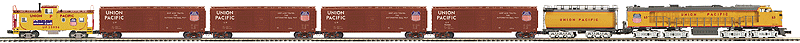 Premier Turbine Freight Set w/Proto-Sound(R) 2.0 - 3-Rail, No Track, Powerpa -- Veranda Gas Turbine w/Sm Lettering, 4 Boxcars (brown), Caboose, Union Pacifi