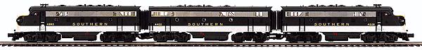 RailKing Premier Diesel EMD F7 A-B-A Set w/Proto-Sound 3.0, DCS, Scale Wheel -- Southern Railway #4263, 4400, 4228 (black, white)