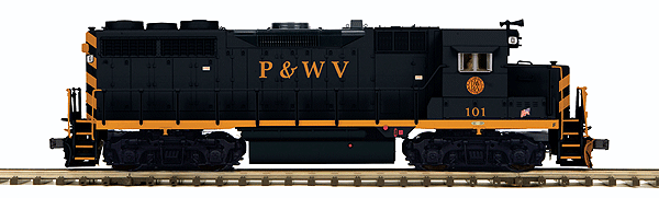 EMD GP35 - 3-Rail w/Proto-Sound 3.0 & Hi-Rail Wheels - Premier(R) -- Pittsburgh & West Virginia  #101 (black, orange)