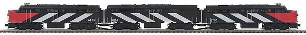 Alco FA2 A-B-A Set - 3-Rail w/Proto-Sound 3.0 - Premier(R) -- Canadian National #6750, 6755, 6851 (black, white, red)