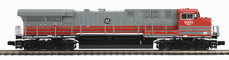 GE AC6000CW w/Proto-Sound 3.0 & Hi-Rail Wheels - 3-Rail - Premier(R) -- General Electric #6002 (Demonstrator, gray, red)