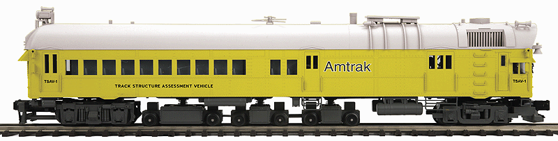 DC-3 Rail Inspection Car w/Proto-Sound 3.0 & Hi-Rail Wheels - 3-Rail - Premier -- Amtrak #TSAV-1 (yellow, silver)