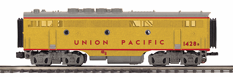 EMD F3B - Non-Powered - Hi-Rail Wheels - 3-Rail - Premier(R) -- Union Pacific 1428B (Armour Yellow, gray)