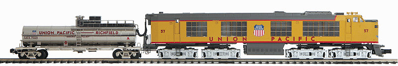 Propane Turbine Locomotive w/Proto-Sound 3.0 & Hi-Rail Wheels - 3-Rail - Premi -- Union Pacific #57 (Armour Yellow, gray, silver Propane Tank)