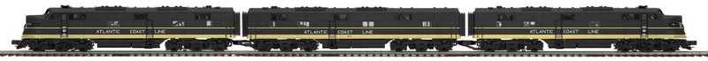 EMD E6 A-B-A Set - 3-Rail w/Hi-Rail Wheels, Proto-Sound 3.0 - Premier(R) -- Atlantic Coast Line #522, 750B, 523 (black, yellow)
