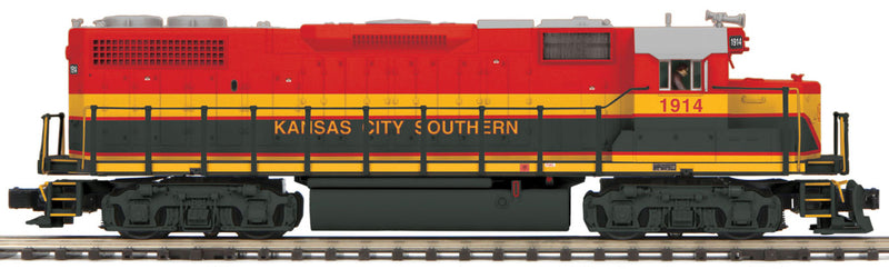 EMD GP38-2 - 3-Rail w/Proto-Sound 3.0 & Hi-Rail Wheels - Premier(R) -- Kansas City Southern #1914 (Southern Belle, red, black, yellow)