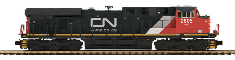 GE ES44AC - 3-Rail w/Proto-Sound 3.0 & Hi-Rail Wheels - Premier(R) -- Canadian National #2805 (black, red, white; Website Noodle Logo)