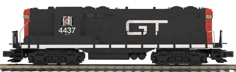 EMD GP9 - 3-Rail w/Proto-Sound 3.0 & Hi-Rail Wheels - Premier(R) -- Grand Trunk Western #4437 (black, red, white)