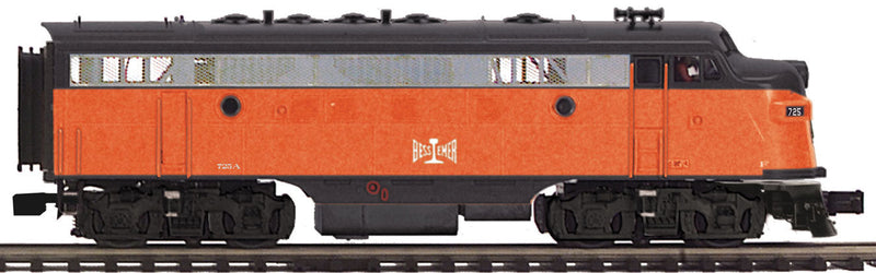 EMD F7A - Unpowered - 3-Rail w/Hi-Rail Wheels - Premier(R) -- Bessemer & Lake Erie #725 (orange, black)