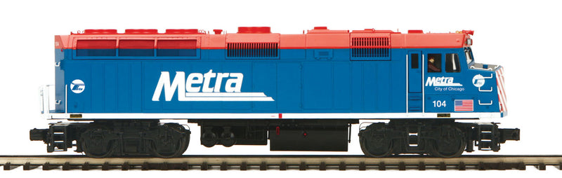 EMD F40PH - 3-Rail w/Hi-Rail Wheels & Proto-Sound 3.0 -- Metra #104 (City of Chicago)