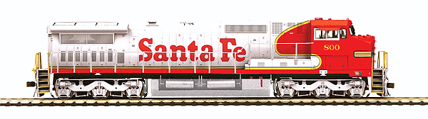Premier Diesel GE Dash 8 w/Proto-Sound 2.0, DCS(TM) & Smoke -- Scale Wheels Santa Fe (Warbonnet, silver, red)