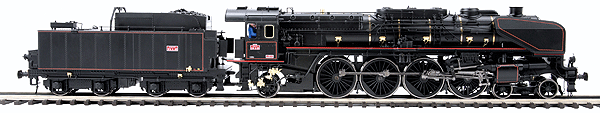 Premier Steam 4-8-2 Mountain w/Proto-Sound 2.0, DCS(TM), Smoke, Scale Wheels -- French National Railways SNCF (black, red Stripes)