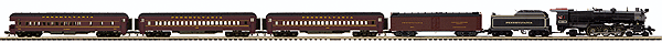 Premier Red Arrow Deluxe Steam Passenger Train-Only Set w/Proto-Sound 3.0 -- Pennsylvania K-4 4-6-2, R50b Reefer, 2 Heavyweight Coaches & 1 Observation
