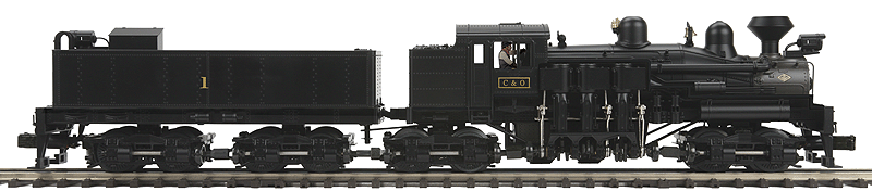 4-Truck Shay w/Proto-Sound 3.0 & Hi-Rail Wheels - 3-Rail - Premier(R) -- Chesapeake & Ohio #1 (black, graphite)