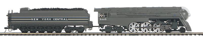 Dreyfuss Streamlined 4-6-4 PT w/Proto-Sound 3.0 3-Rail w/Hi-Rail Wheels Premie -- New York Central #5445 (2-Tone Gray) Centipede Tender