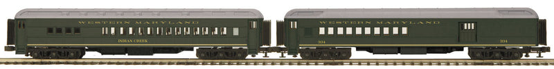70' Madison Heavyweight Combine/Diner Set - 3-Rail - Ready to Run - Premier(R) -- Western Maryland (green, yellow, silver)