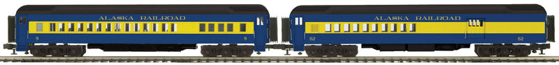 70' Madison Heavyweight Combine/Diner Set - 3-Rail - Ready to Run - Premier(R) -- Alaska Railroad (blue, yellow)
