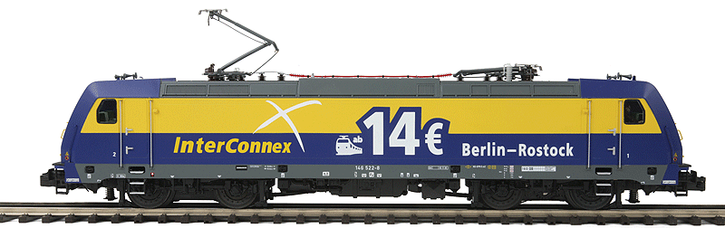 Premier Electric Adtranz TRAXX P160 AC2 w/Proto-Sound 2.0 & DCS(TM) -- Hi-Rail Wheels Veolia Transport Germany (yellow, blue, InterConnex Logo)-1