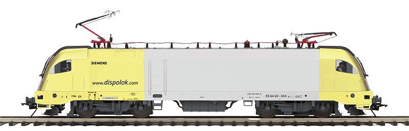 RailKing(R) Premier Taurus ES-64-U2 Electric w/Proto-Sound 3.0 & DCS - 3-Rail -- Dispolok.com (Yellow, silver; Hi-Rail Wheels)-1