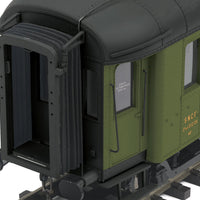 OCEM 5-Car Passenger Set, Hi-Rail Wheels - 3-Rail - Ready to Run - Premier -- French National Railways SNCF (maroon Baggage, green Coaches)