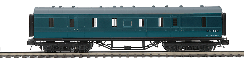 LMS Standard Baggage Car - 3-Rail - Ready to Run - Premier -- British Railways #31108 (blue)