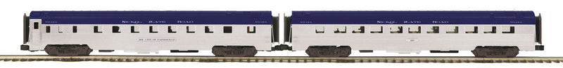 70' ABS Fluted-Side Sleeper/Diner Set - 3-Rail - Ready to Run - Premier(R) -- Nickel Plate Road (silver, blue)