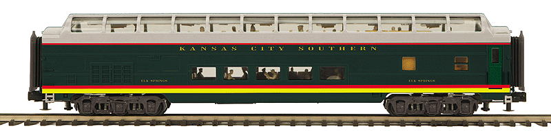 70' Smooth-Side ABS Full-Length Vista Dome - 3-Rail - Ready to Run - Premier(R -- Kansas City Southern Elk Springs (black, red, yellow, silver)
