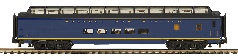 70' Smooth-Side ABS Full-Length Vista Dome - 3-Rail - Ready to Run - Premier -- Norfolk & Western
