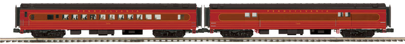 70' Smooth-Side ABS Baggage/Coach Set - 3-Rail - Ready to Run - Premier(R) -- Pennsylvania Railroad (Fleet of Modernism, Tuscan, brown, yellow)