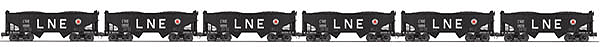 2-Bay Offset Hopper w/Load 6-Pack - 3-Rail - Ready to Run - Premier -- Lehigh & New England #1 (black, Billboard LNE)