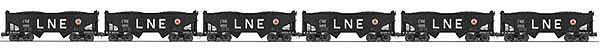 2-Bay Offset Hopper w/Load 6-Pack - 3-Rail - Ready to Run - Premier -- Lehigh & New England #2 (black, Billboard LNE)