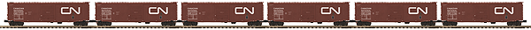 50' PS-1 Boxcar w/Youngstown Doors 6-Pack - 3-Rail - Ready to Run - Premier -- Canadian National CNIS (Boxcar Red, Noodle Logo)