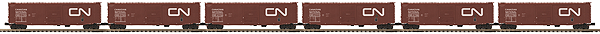 50' PS-1 Boxcar w/Youngstown Doors 6-Pack - 3-Rail - Ready to Run - Premier -- Canadian National CNIS (Boxcar Red, Noodle Logo)