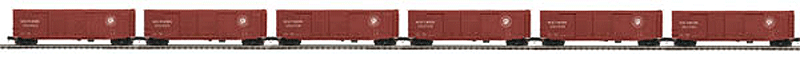 50' PS-1 Double-Door Boxcar 6-Pack - 3-Rail - Ready to Run - Premier(R) -- Southern Railway Set #1 (Boxcar Red, SR Serves the South Logo)