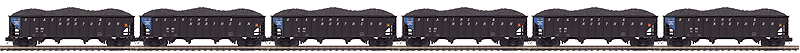 4-Bay Hopper w/Load 6-Pack - 3-Rail - Ready to Run - Premier(R) -- Reading & Northern Set #1