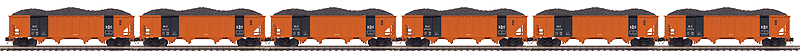 4-Bay Hopper w/Load 6-Pack - 3-Rail - Ready to Run - Premier(R) -- Bessemer & Lake Erie Set #1