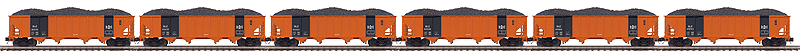 4-Bay Hopper w/Load 6-Pack - 3-Rail - Ready to Run - Premier(R) -- Bessemer & Lake Erie Set #2
