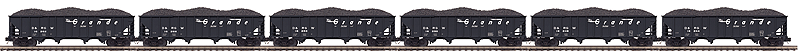 4-Bay Hopper w/Load 6-Pack - 3-Rail - Ready to Run - Premier(R) -- Denver & Rio Grande Western Set #1