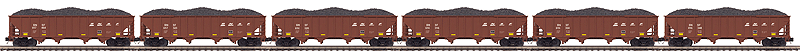 4-Bay Hopper w/Load 6-Pack - 3-Rail - Ready to Run - Premier(R) -- BNSF Railway Set #1