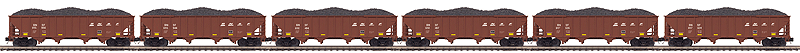 4-Bay Hopper w/Load 6-Pack - 3-Rail - Ready to Run - Premier(R) -- BNSF Railway Set #2