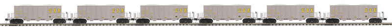 3-Bay Rapid-Discharge Hopper 6-Pack - 3-Rail - Ready to Run - Premier(R) -- CSX #1 (gray, yellow)