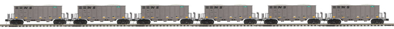 3-Bay Rapid-Discharge Hopper 6-Pack - 3-Rail - Ready to Run - Premier(R) -- Norfolk Southern #1 (gray, yellow, Conspicuity Marks)