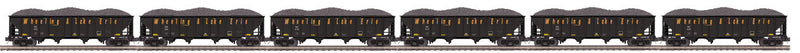 4-Bay Hopper w/Load 6-Pack - 3-Rail - Ready to Run - Premier(R) -- Wheeling & Lake Erie #1 (black, orange, Speed Lettering)