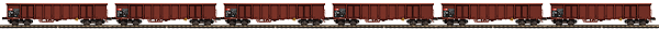 Premier European Modern Gondola w/Hi-Rail Wheels 6-Pack - Ready to Run -- Swiss Federal Railways SBB-CFF (brown)