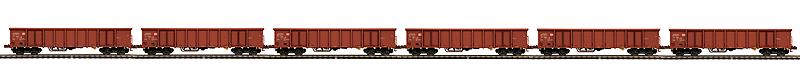Premier European Modern Gondola w/Hi-Rail Wheels 6-Pack - Ready to Run -- German Federal Railway DB (Boxcar Red) (CANCELLED BY MFG)