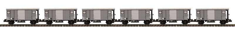 Premier European Gedeckter Wood Boxcar w/Hi-Rail Wheels 6-Pack - Ready to Run -- Swiss Federal Railways SBB-CFF (2-Tone Gray)