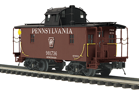 Premier N-6b Caboose w/Operating Signal Man -- Pennsylvania