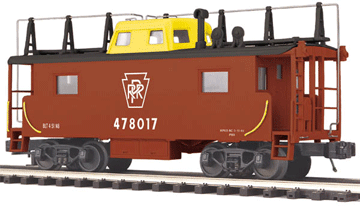 Premier Pennsylvania N-8 steel Caboose w/Interior Light -- Pennsylvania Railroad w/Trainphone Antenna (Tuscan, yellow Cupola)
